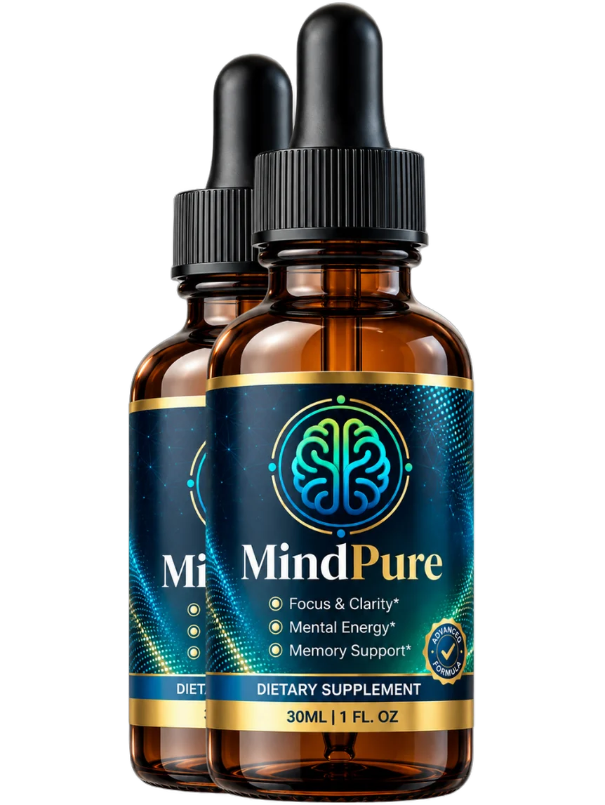 Two bottles of MindPure Focus & Clarity Drops